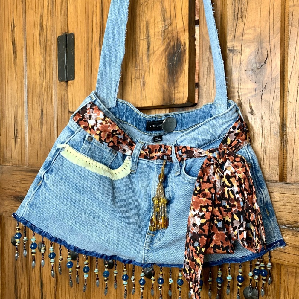 Denim boho purse
